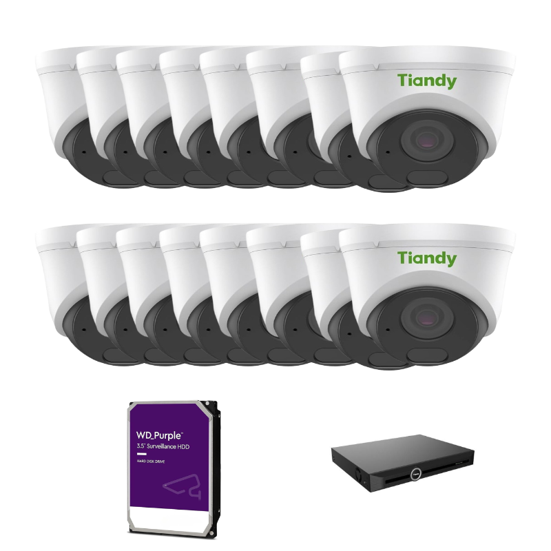 Bundle 3 Tiandy 16x4MP Camera Kit - 20-Channel Non-PoE NVR Bundle - Image 1